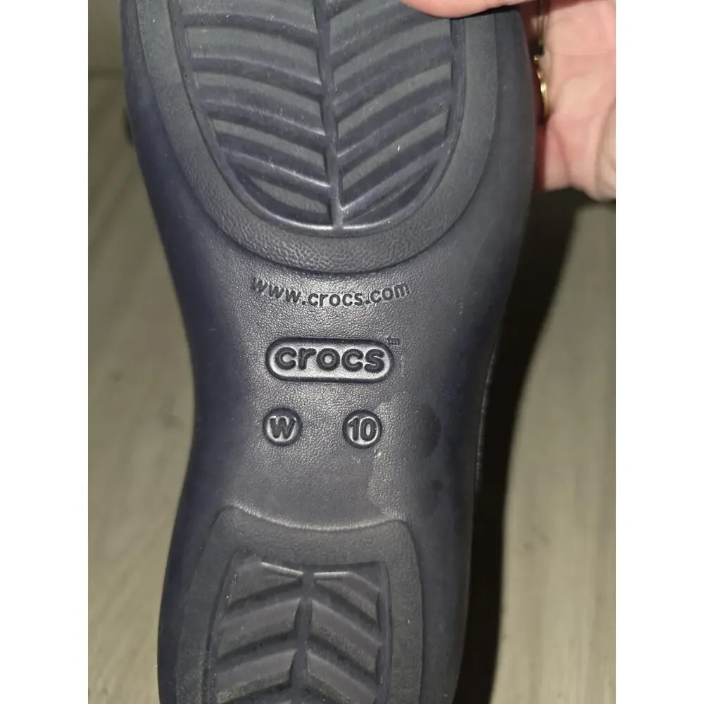 Crocs Women's Navy Blue Kaddie Ballet Flats Slip-on Shoes Size 10 Laser Cut
